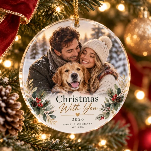 Personalized Photo + Message Acrylic Ornament — Photo 1