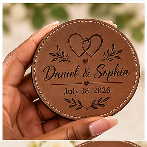 Personalized Wedding Names & Date Coasters - Set of 6 — Photo 3