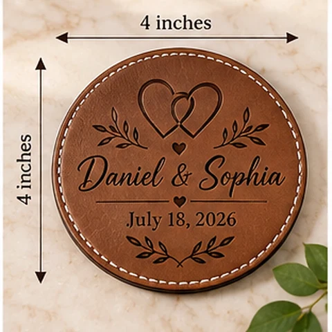 Personalized Wedding Names & Date Coasters - Set of 6 — Photo 2