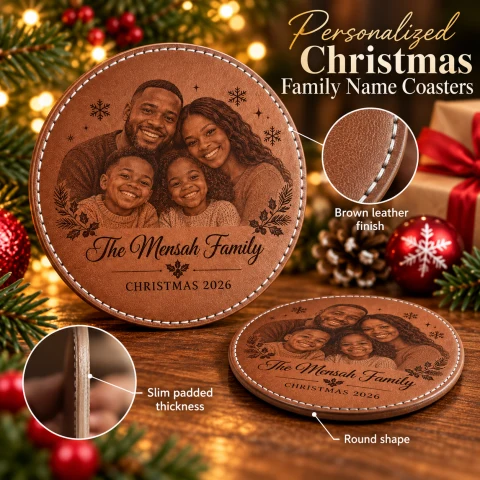 Personalized Christmas Family Name Coasters  (Set of 6) — Photo 2