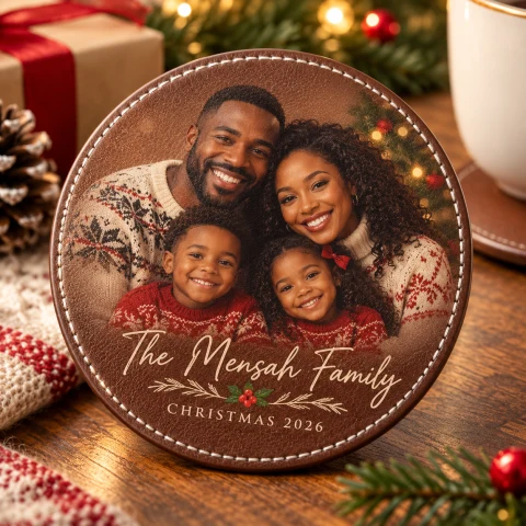 Personalized Christmas Family Name Coasters  (Set of 6) — Photo 5