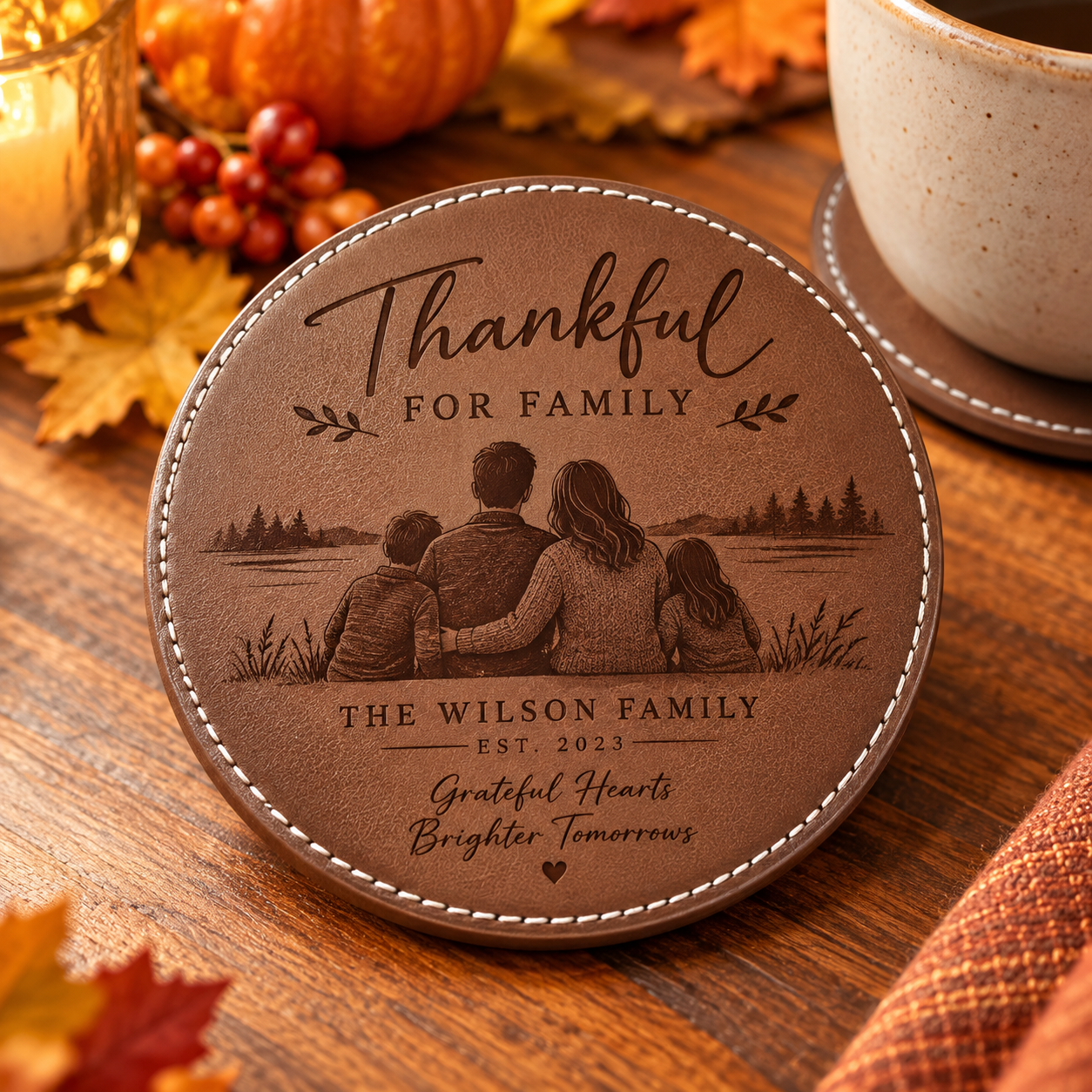 Thanksgiving Family Gratitude Coaster - Set of 6