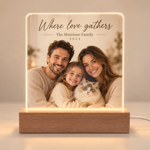Personalized Family & Pet Christmas Acrylic LED Lamp — Photo 4