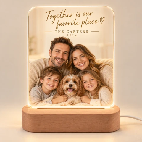 Personalized Family & Pet Christmas Acrylic LED Lamp — Photo 3