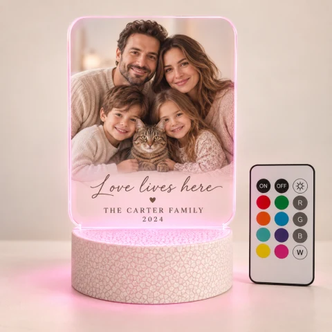 Personalized Family & Pet Christmas Acrylic LED Lamp — Photo 6