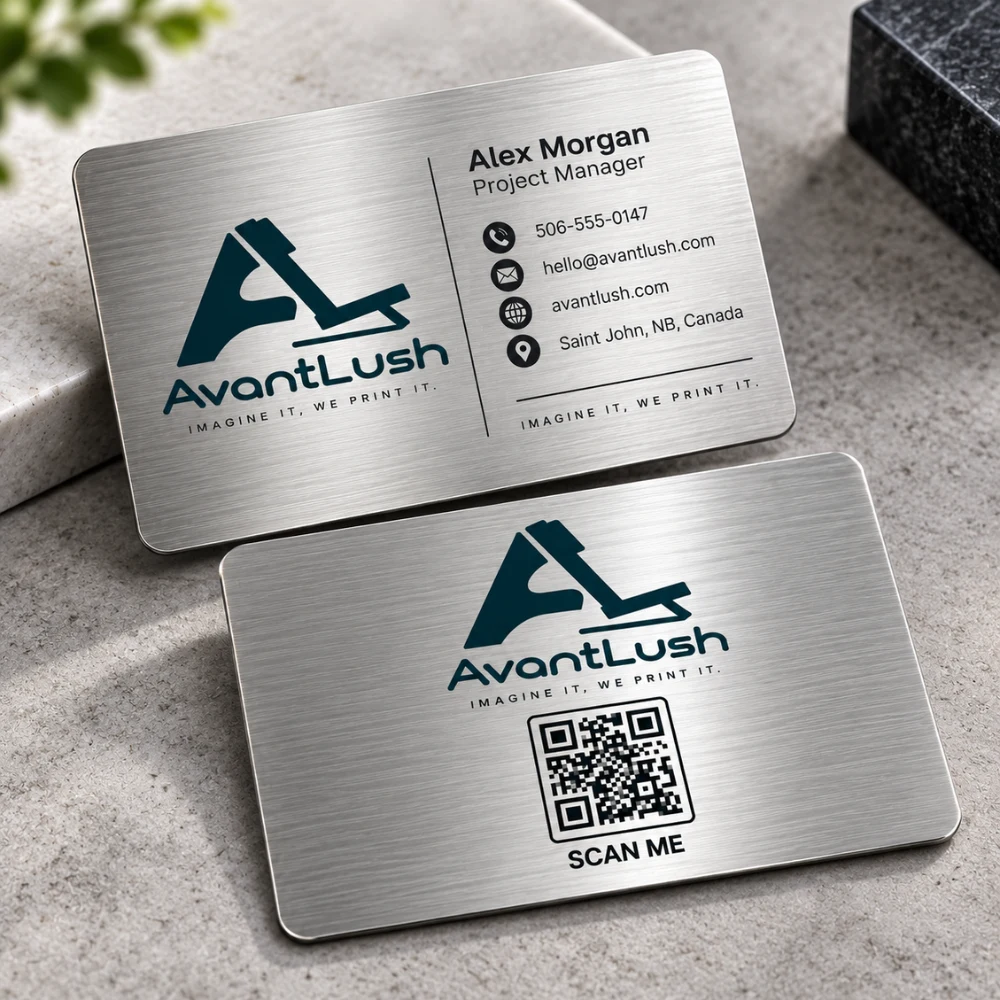 Silver Brushed Metallic Business Cards