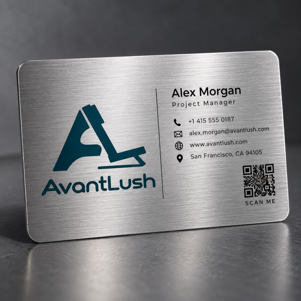Silver Brushed Metallic Business Cards — photo 5 of 5