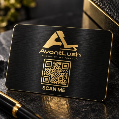 Black & Gold Brushed Metallic Business Cards — Photo 4