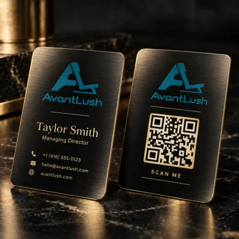 Black & Gold Brushed Metallic Business Cards — Photo 6