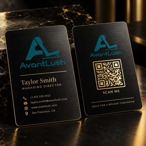 Black & Gold Brushed Metallic Business Cards — Photo 5