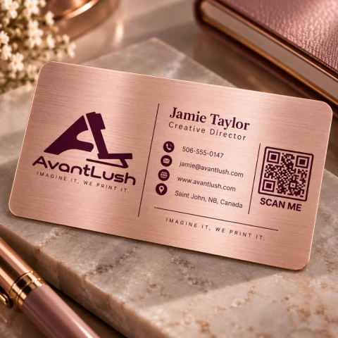 Rose Gold Brushed Metallic Business Cards — Photo 4