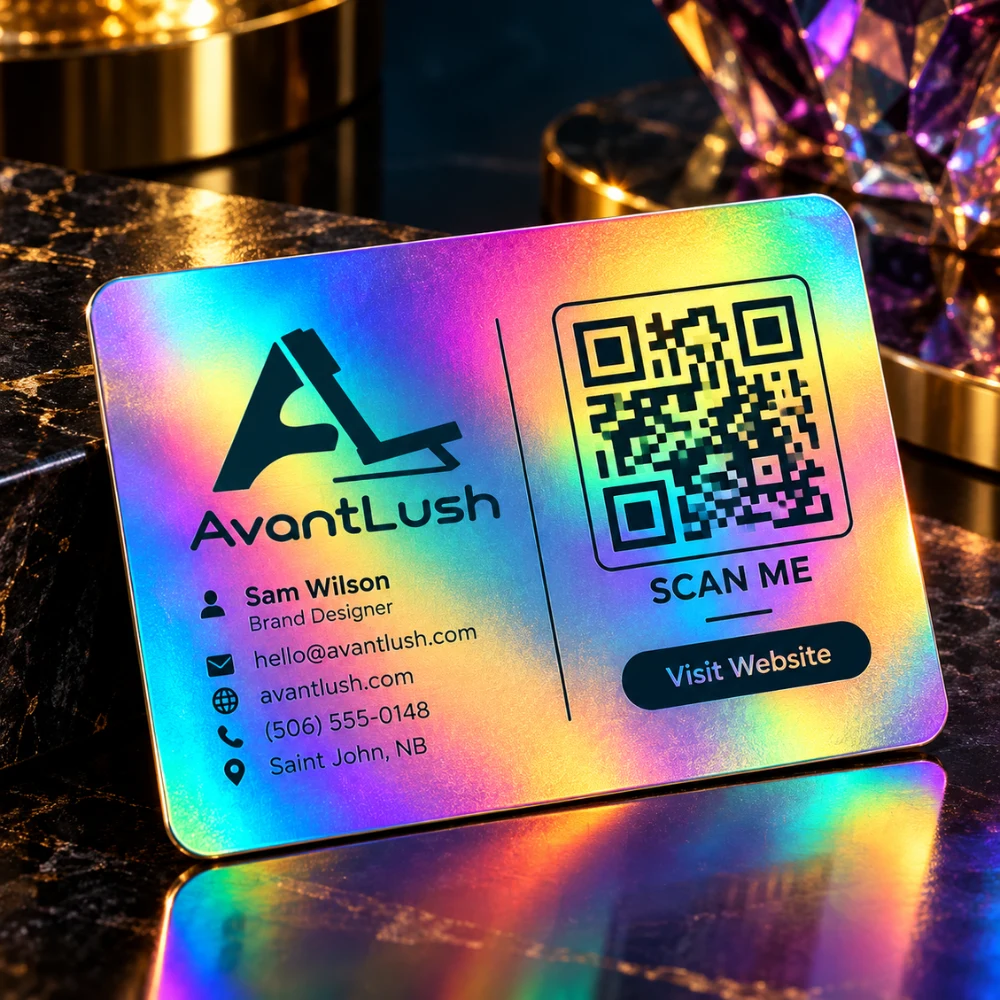 Rainbow Holographic Business Cards