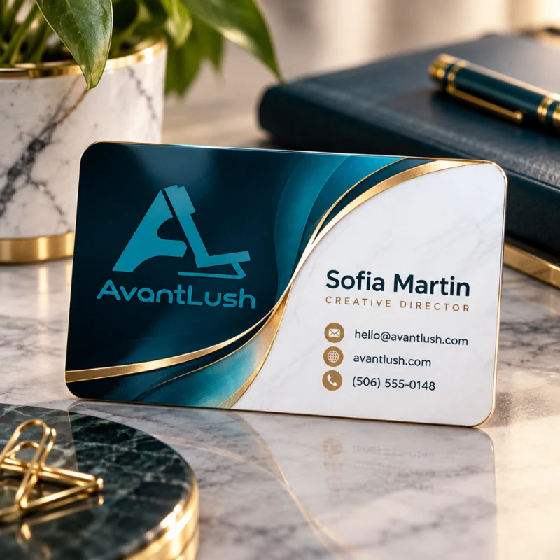 Glossy Deep Teal Business Cards