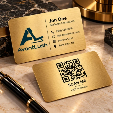 Gold Brushed Metallic QR Code Business Cards — Photo 5