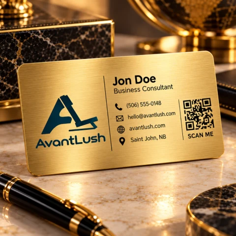 Gold Brushed Metallic QR Code Business Cards — Photo 4