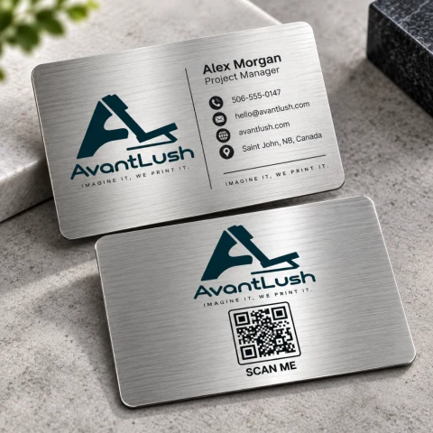 Silver Brushed Metallic QR Code Business Cards — Photo 4