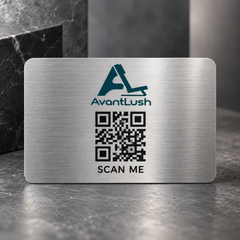 Silver Brushed Metallic QR Code Business Cards — Photo 2