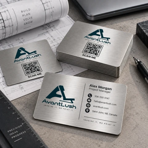 Silver Brushed Metallic QR Code Business Cards — Photo 5