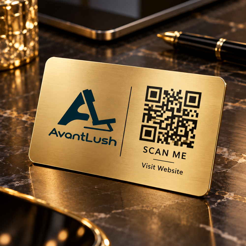Black & Gold Executive Premium QR Code Business Cards