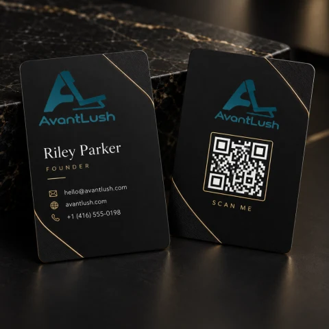 Premium Black QR Code Business Cards — Photo 2