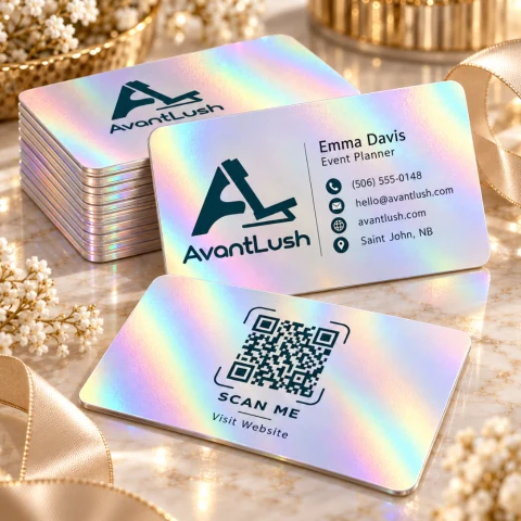 Pearl Holographic QR Code Business Cards — Photo 4