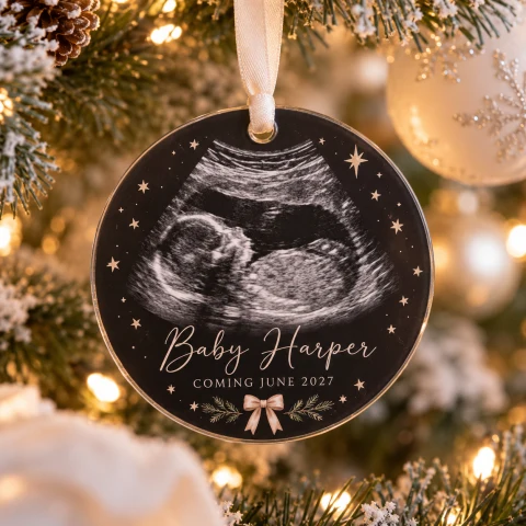 Personalized Ultrasound Baby Announcement Ornament — Photo 1