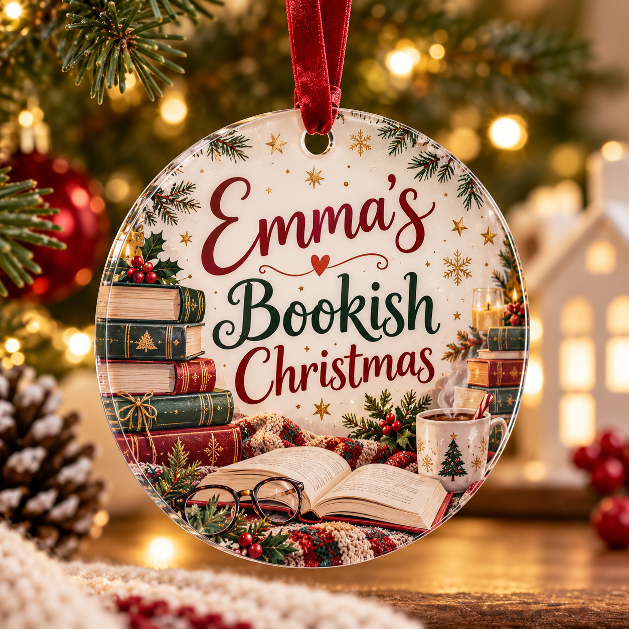 Personalized Book Lover Ornament