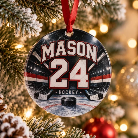 Personalized Hockey Sports Team Ornament — Photo 3