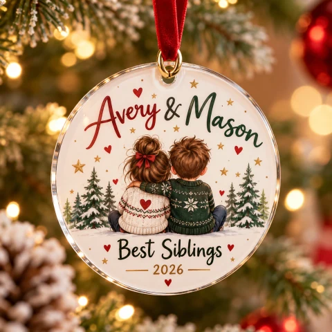Personalized Sibling Ornament — Photo 5