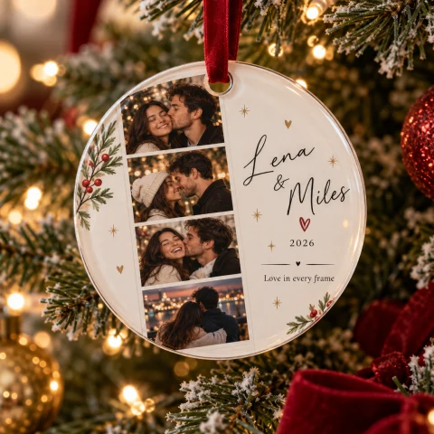 Personalized Couple Photo Strip Ornament — Photo 1