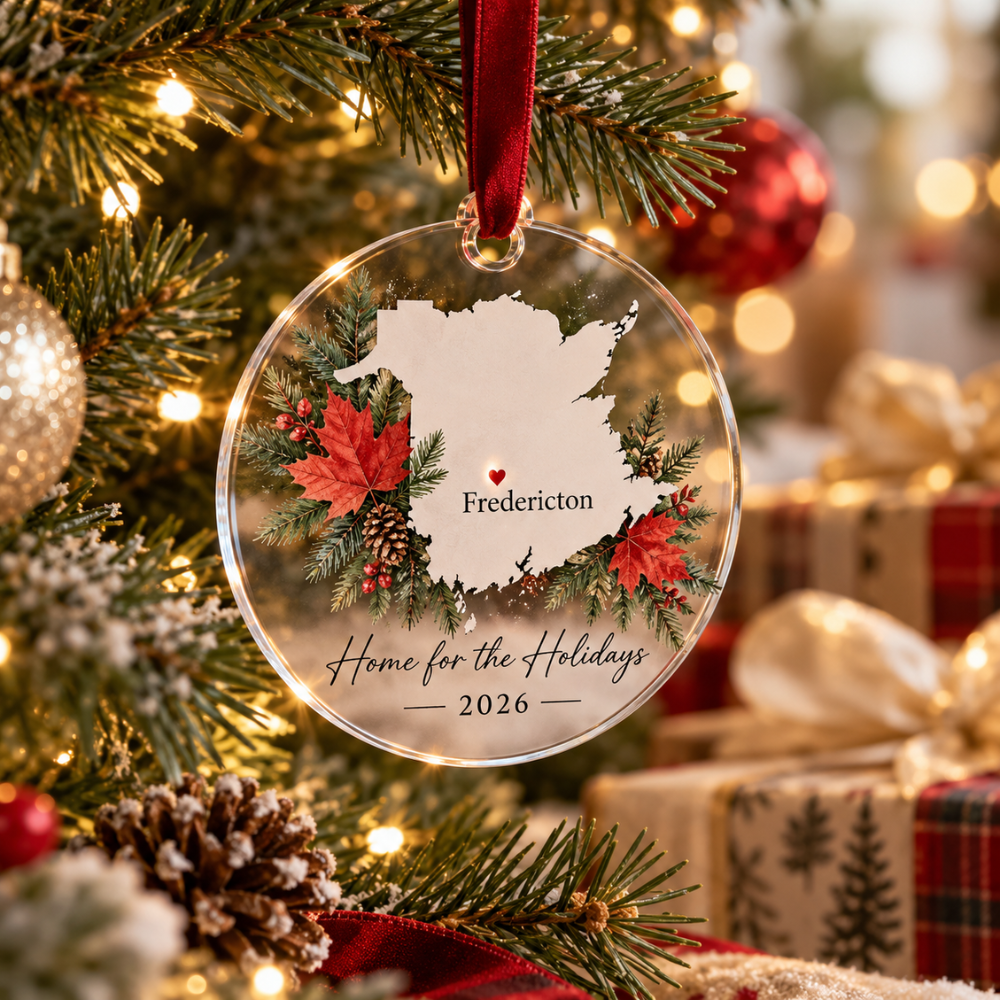 New Brunswick Map Personalized Ornament - Fredericton