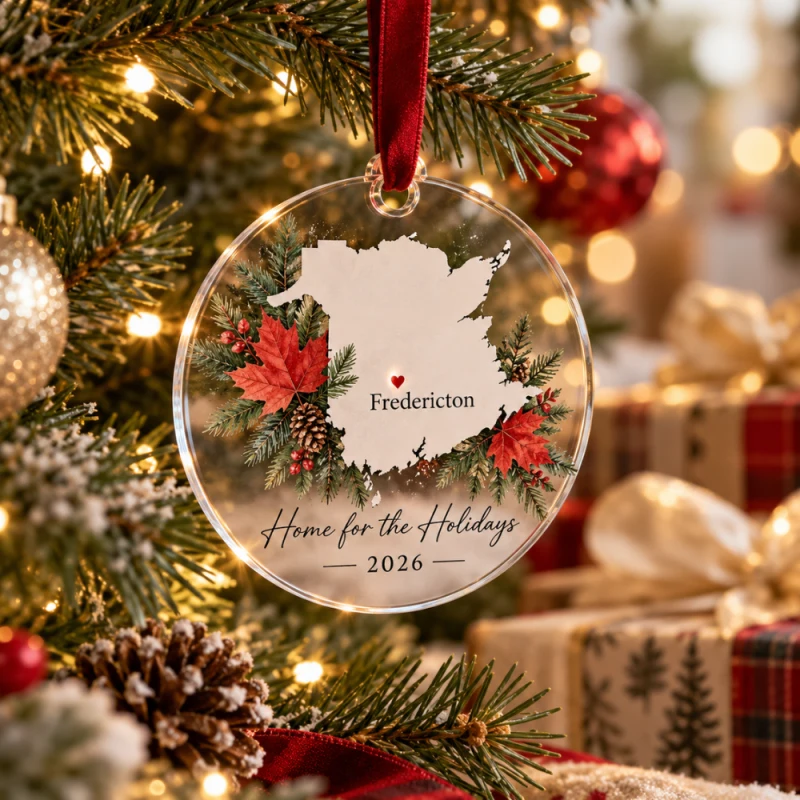 New Brunswick Map Personalized Ornament - Fredericton