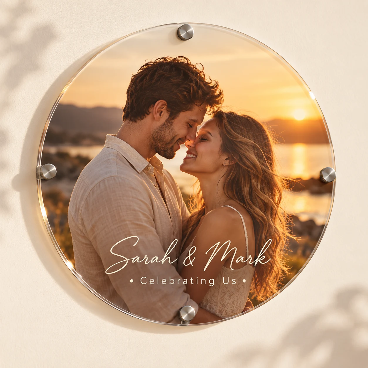 Personalized Round Acrylic Anniversary Photo Print