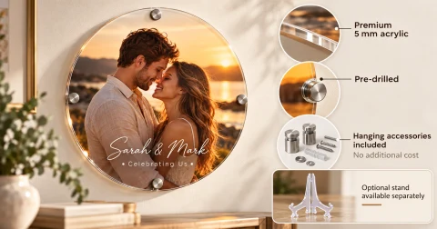 Personalized Round Acrylic Anniversary Photo Print — Photo 2