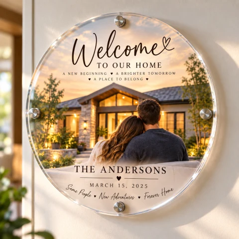 Personalized Round Acrylic Housewarming Photo Gift — Photo 1