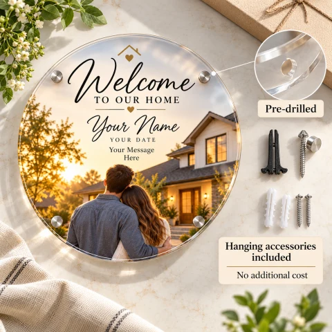 Personalized Round Acrylic Housewarming Photo Gift — Photo 3