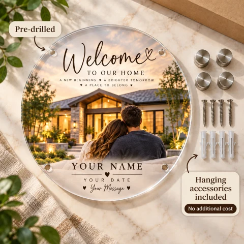 Personalized Round Acrylic Housewarming Photo Gift — Photo 7