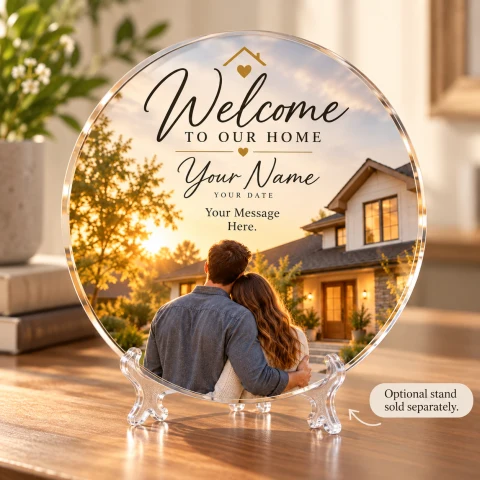 Personalized Round Acrylic Housewarming Photo Gift — Photo 5