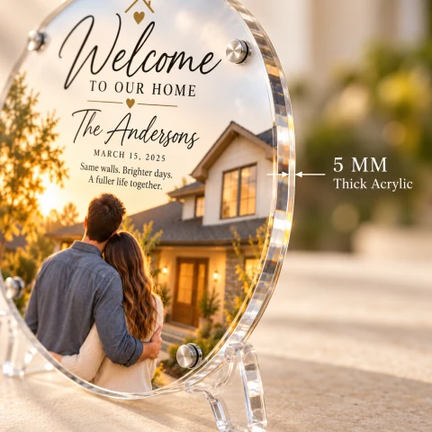 Personalized Round Acrylic Housewarming Photo Gift — Photo 4