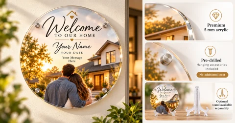 Personalized Round Acrylic Housewarming Photo Gift — Photo 2