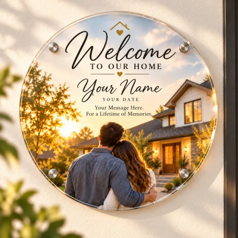 Personalized Round Acrylic Housewarming Photo Gift — Photo 6