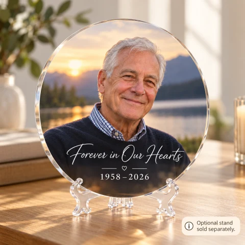 Personalized Round Acrylic Memorial Photo Print — Photo 4