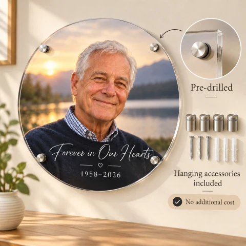 Personalized Round Acrylic Memorial Photo Print — Photo 2