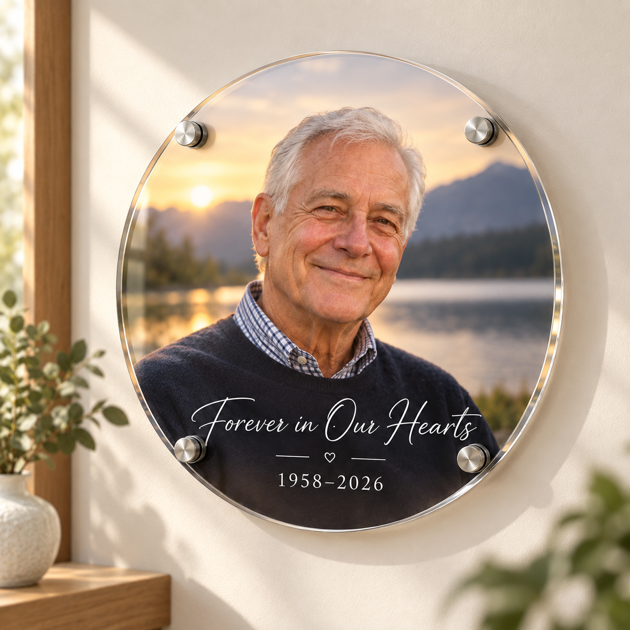 Personalized Round Acrylic Memorial Photo Print