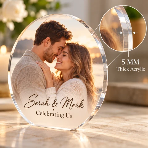 Personalized Round Acrylic Anniversary Photo Keepsake — Photo 3