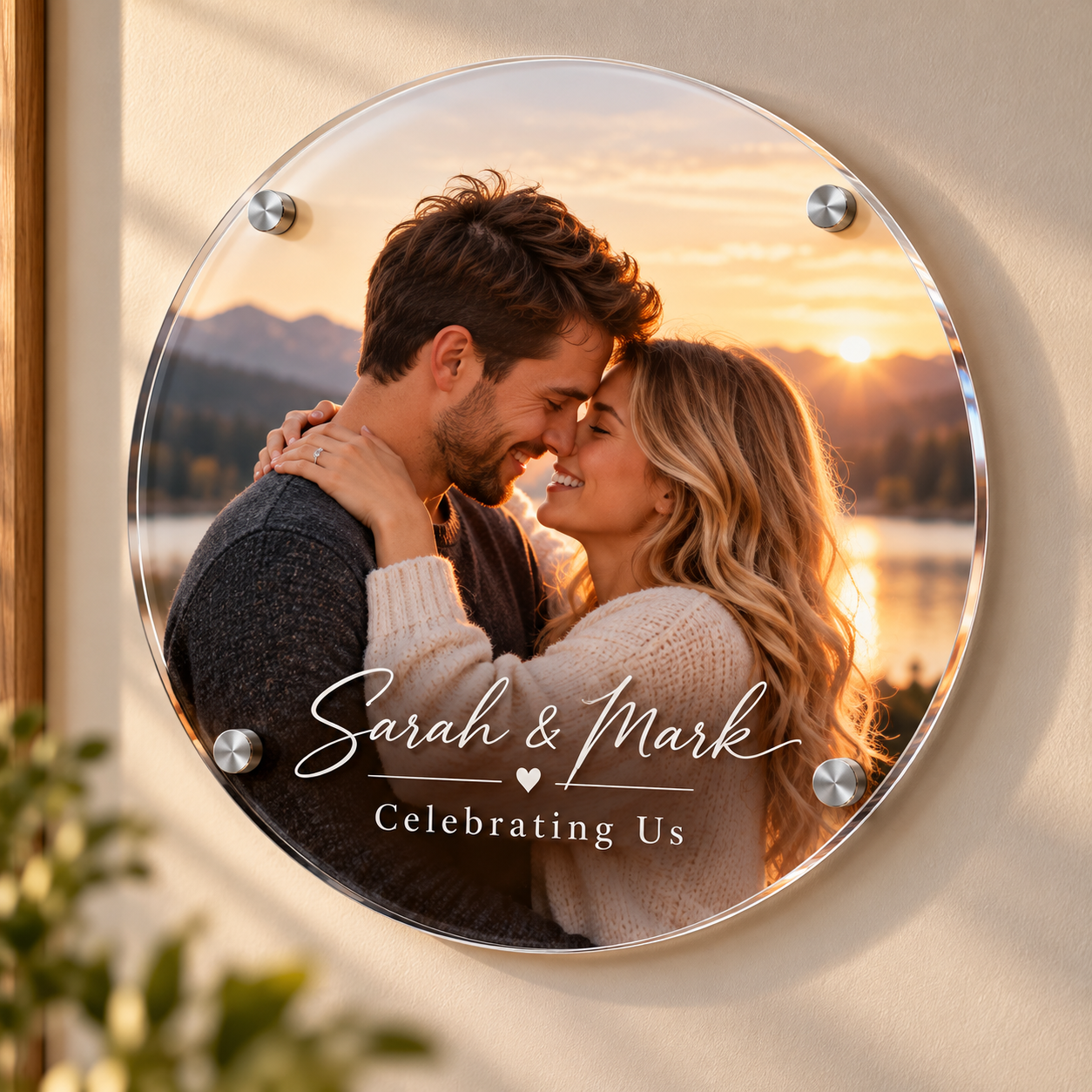 Personalized Round Acrylic Anniversary Photo Keepsake