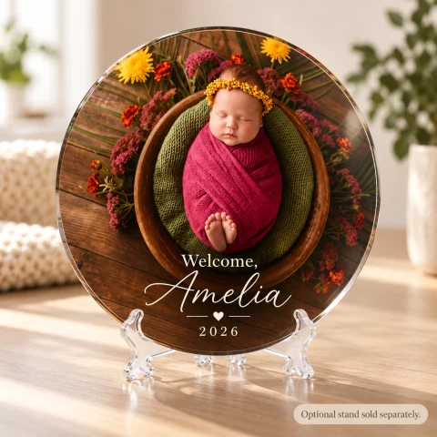 Round Personalized Baby Acrylic Keepsake Frame — Photo 2