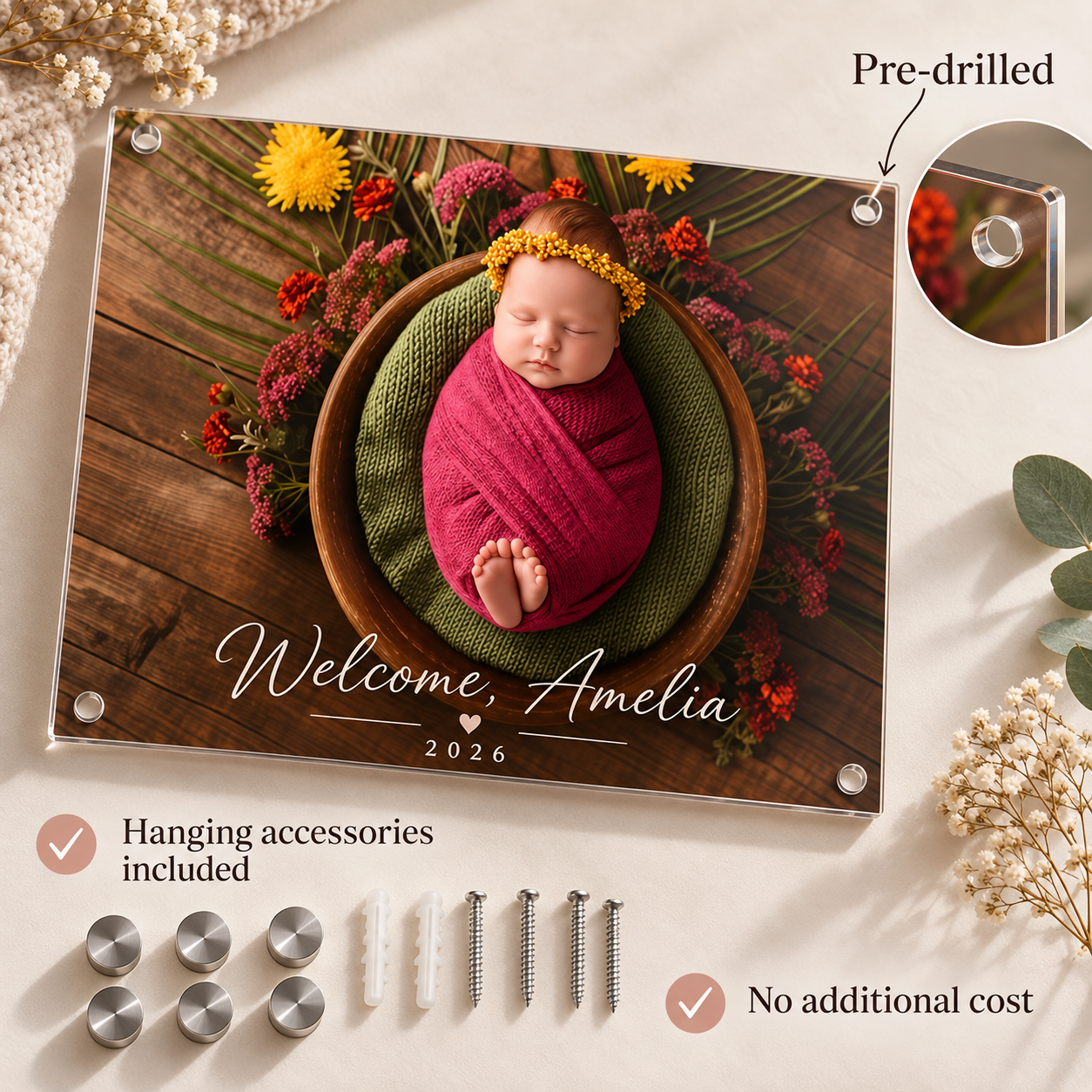 Round Personalized Baby Acrylic Keepsake Frame — photo 4 of 7