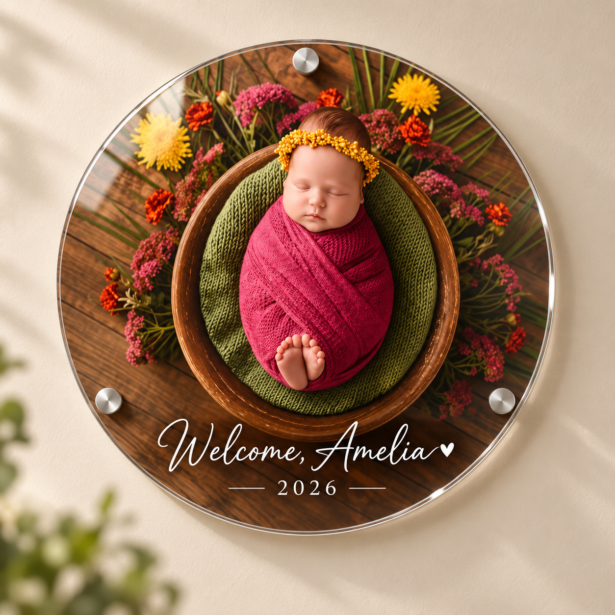 Round Personalized Baby Acrylic Keepsake Frame — photo 3 of 7