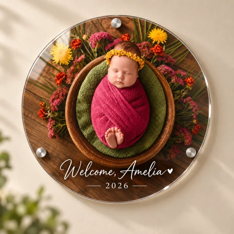 Round Personalized Baby Acrylic Keepsake Frame — Photo 3